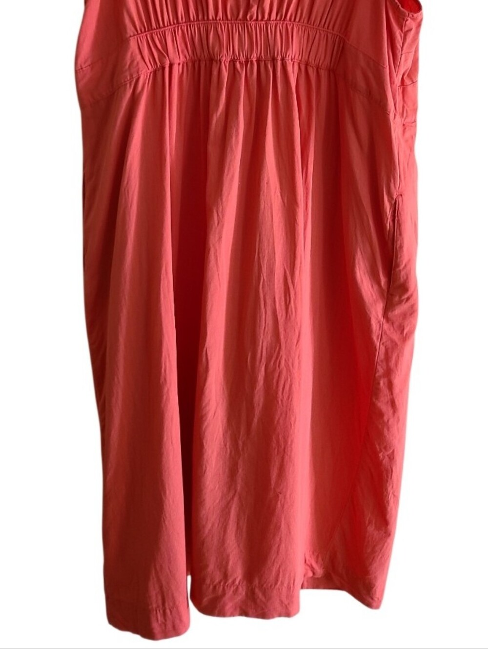 Pact Organic Cotton Linen Canopy Button Front Dress Coral Orange - Picture 14 of 17